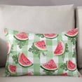 thumbnail image 3 of Red Watermelon Throw Pillow Cover 20 x 30 Inch Decorative Pillow Cover Summer Leaves Green Plaid Farm Pastoral Lumbar Pillowcase Seasonal Rectangle Cushion Case for Couch Sofa Bed Living Room, 3 of 7