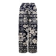 thumbnail image 5 of Dress Pants Women Petite High Waisted Wide Leg Summer Beach Vacation Pants Boho Lounge Casual Palazzo Trousers Navy L, 5 of 8