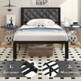 thumbnail image 5 of Bed Frame with Headboard Linen Upholstered, All Metal Slats Support Platform, Twin, Grey, 5 of 7