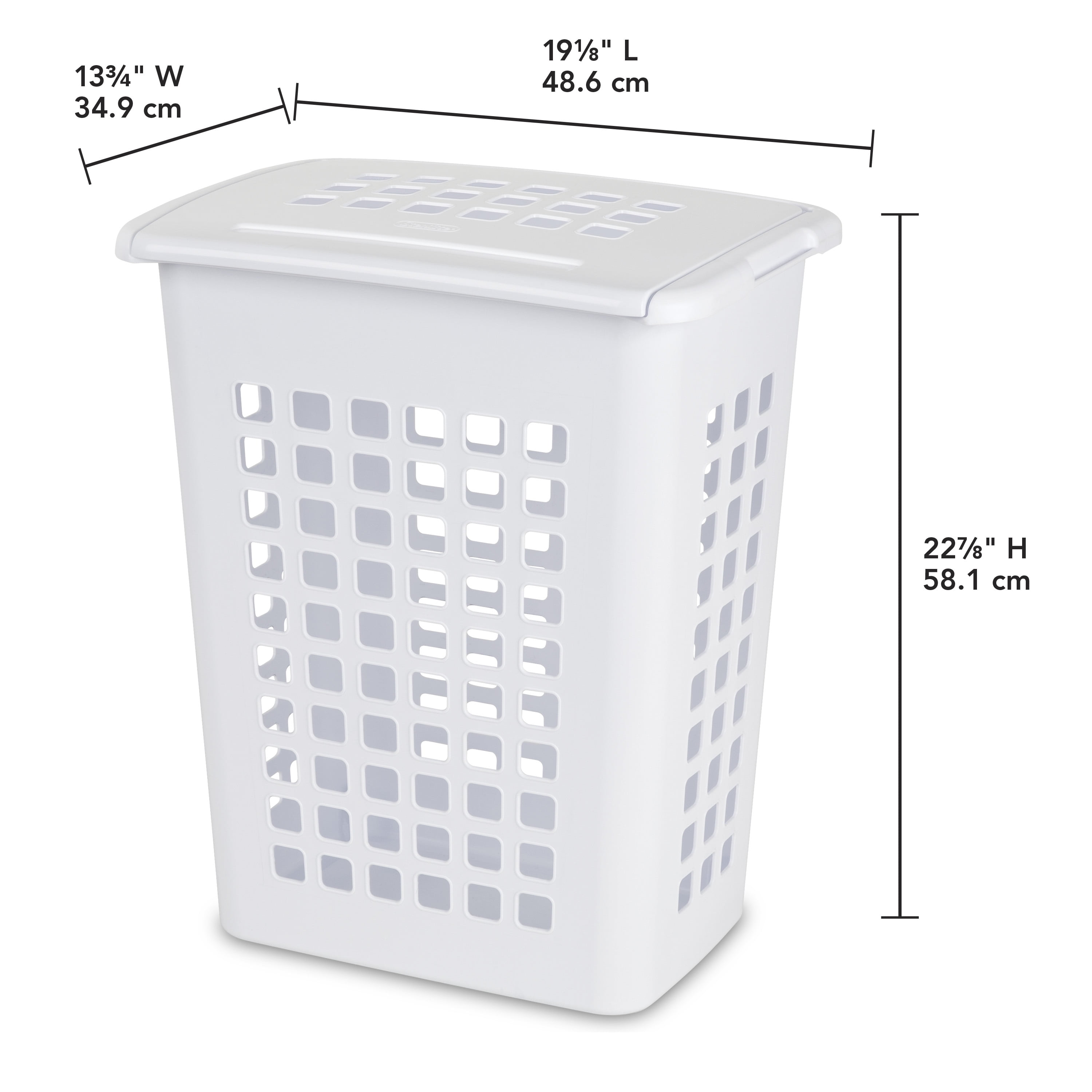 Sterilite LiftTop Laundry Hamper, Plastic, Jumbo Size with Lid and Carry Handles, White, Pack of 4