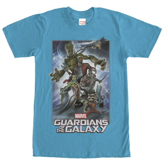 Men's Marvel Guardians of the Galaxy Group  Graphic Tee Turquoise Medium