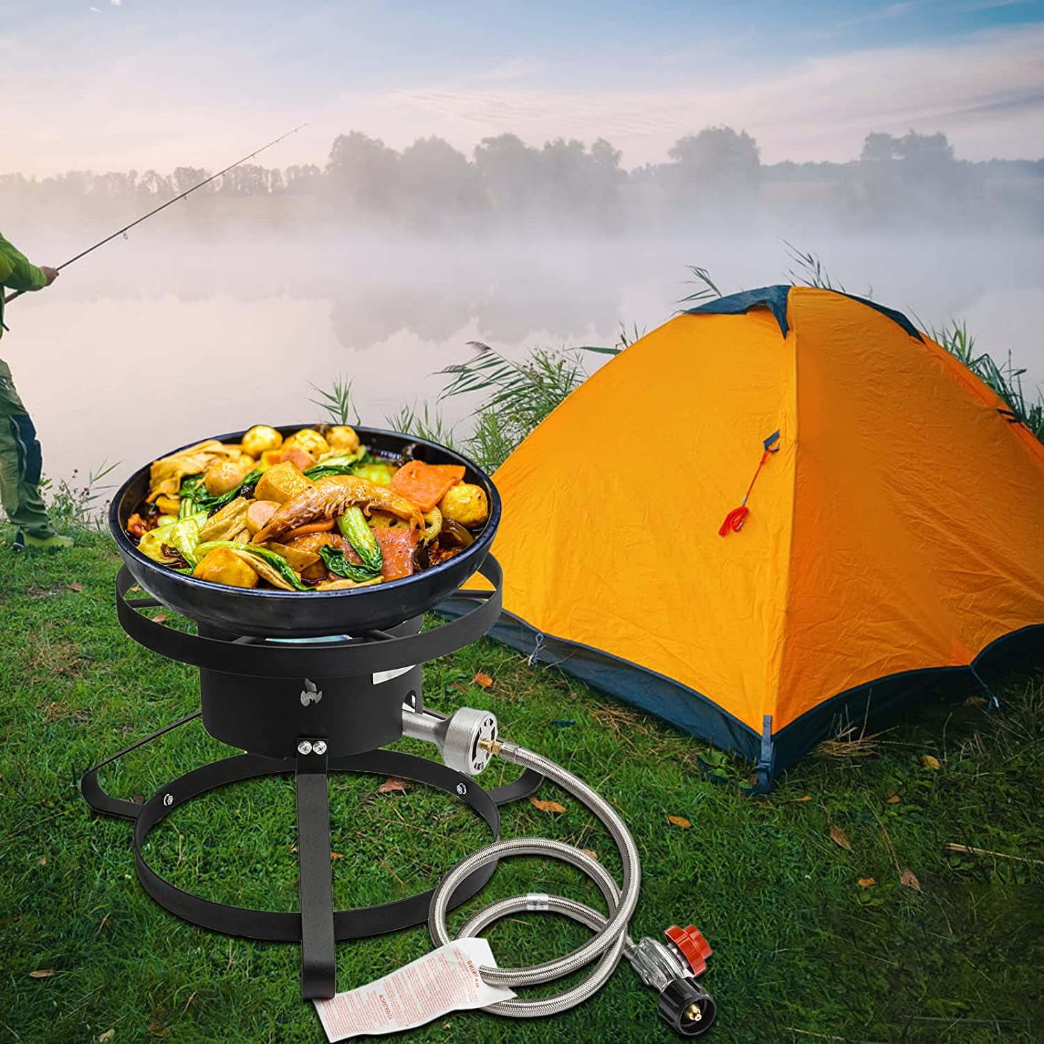 Vivicreate High Pressure Single Burner Propane Stove Outdoor Gas Cooker 35000 BTU Portable Camp Stove for Turkey Frying Boiling Seafood Brewing Estufa de Gas Portátil Fogón de Gas