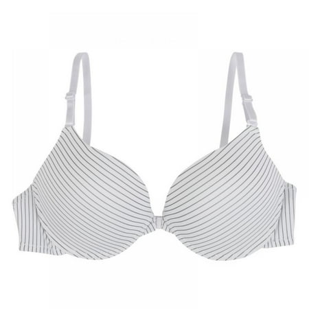 

Push Up Striped Bra Women Front-Close Shaping Padded Bra 3/4 Cup