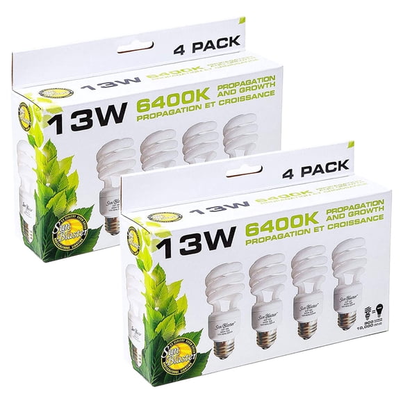 SunBlaster SL0900151 13 Watts CFL Compact Fluorescent Indoor Plant Grow Auto-ballasted Light Bulb Ensemble (8 Lightbulbs)