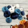 thumbnail image 5 of Desk Accessories Promotion Sale! Nomeni 12Pcs Mixed Artificial Pumpkins Pumpkins for Decorations Artificial Vegetables Harvests Decoration Ornament, Home Decor Clearance Sale Blue, 5 of 7