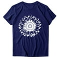 thumbnail image 3 of Gibobby Blusa Casual de Mujer Mujeres Casual Girasol Impresión Mangas Cuello Redondo Camiseta Suelta Blusa Tops(Azul,CH), 3 of 4
