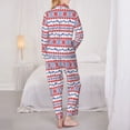 thumbnail image 3 of KLL red blue Snow Mountain Print Women's Long Sleeve Pajamas with Pants Sleepwear Loungewear 2 Set-XX-Large, 3 of 8