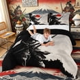 thumbnail image 3 of Manfei Art Samurai Full Size Comforter Sets for Home, Armor Flag Bedding Sets for Office, Black Red White, Black Reversible 3 Pieces, 1 Comforter and 2 Pillowcases, 3 of 6