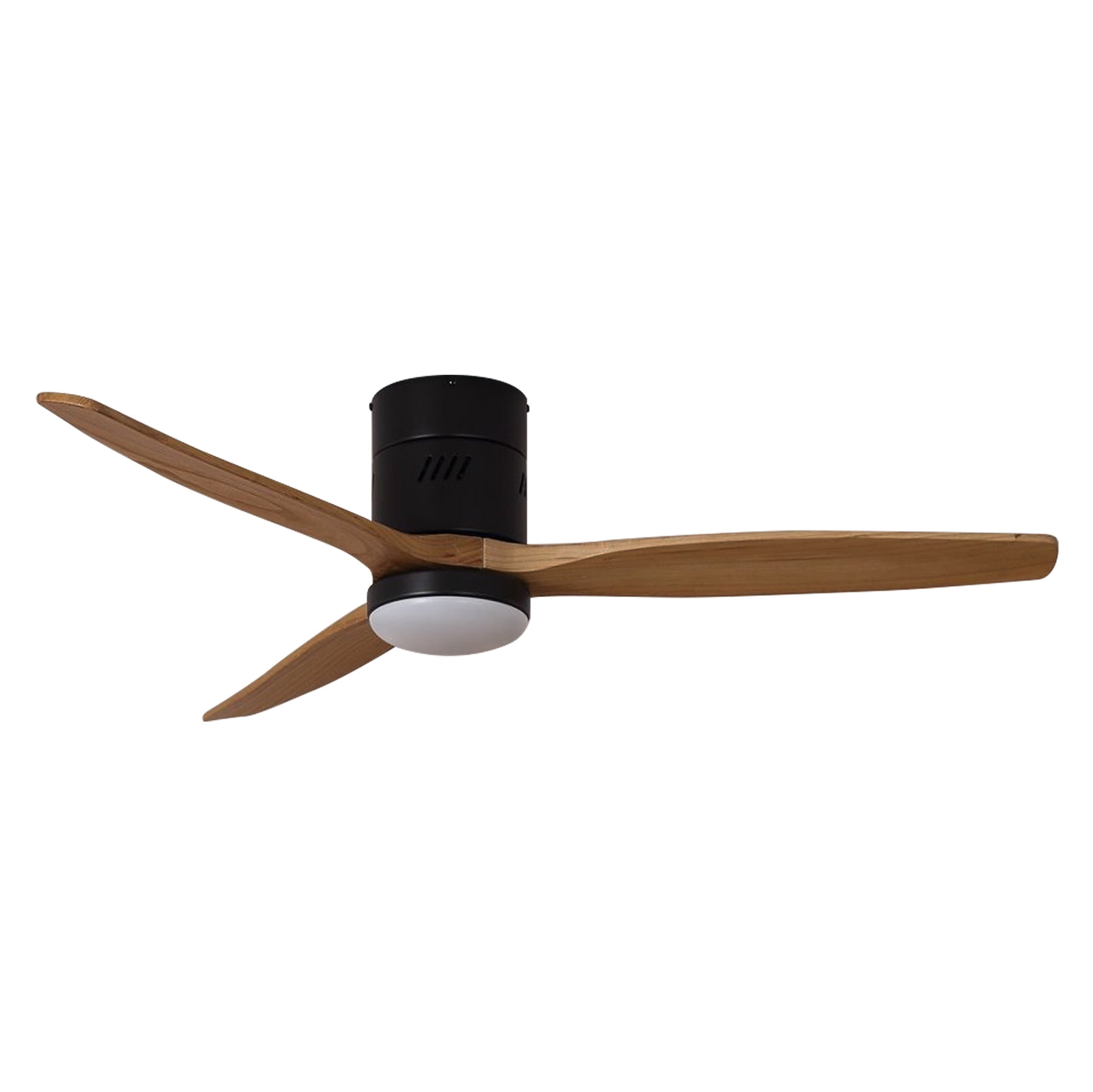 Taimei Ryme 52 in. Black Light Oak Flush Mount Ceiling Fan with Light and Remote, DC Motor, Reversible