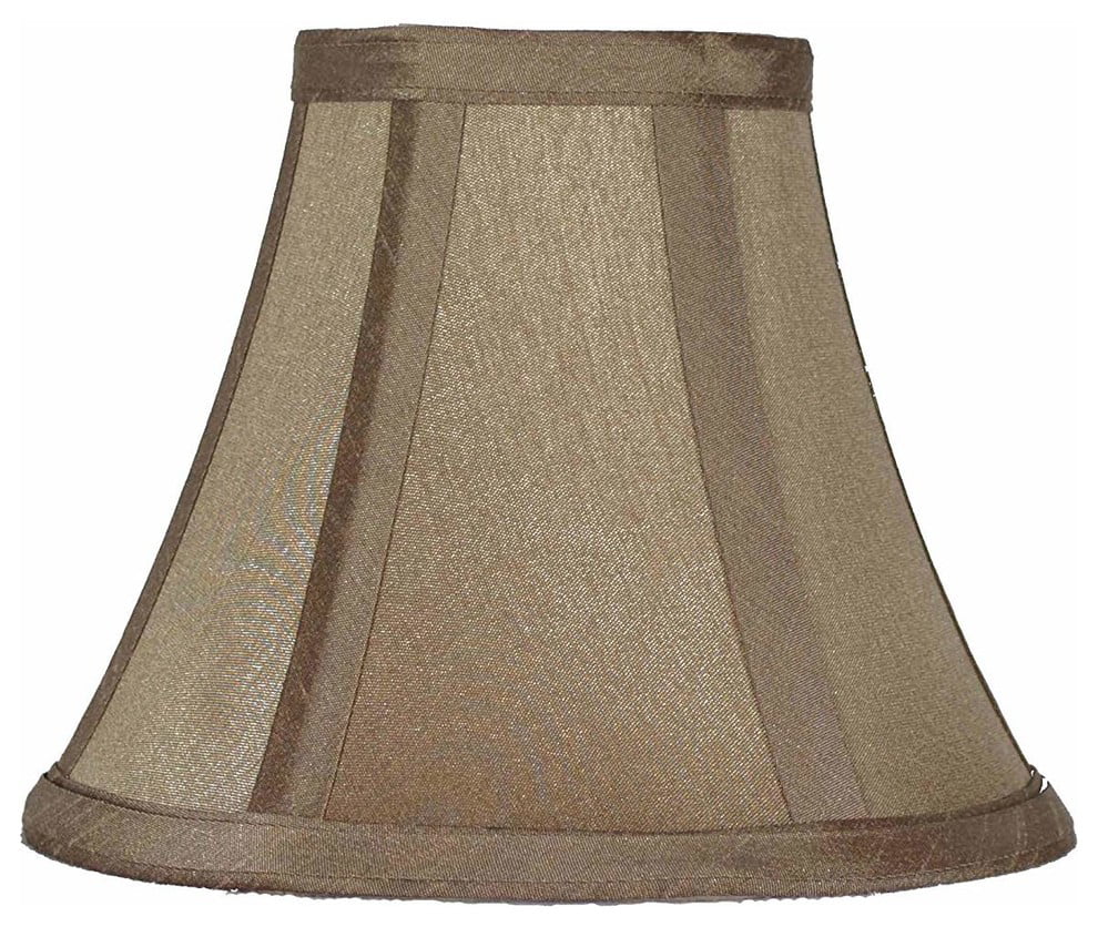 Urbanest Chandelier Mini Lamp Shades,5",Bell Silk,Taupe w/ Double Trim,Set of 9 