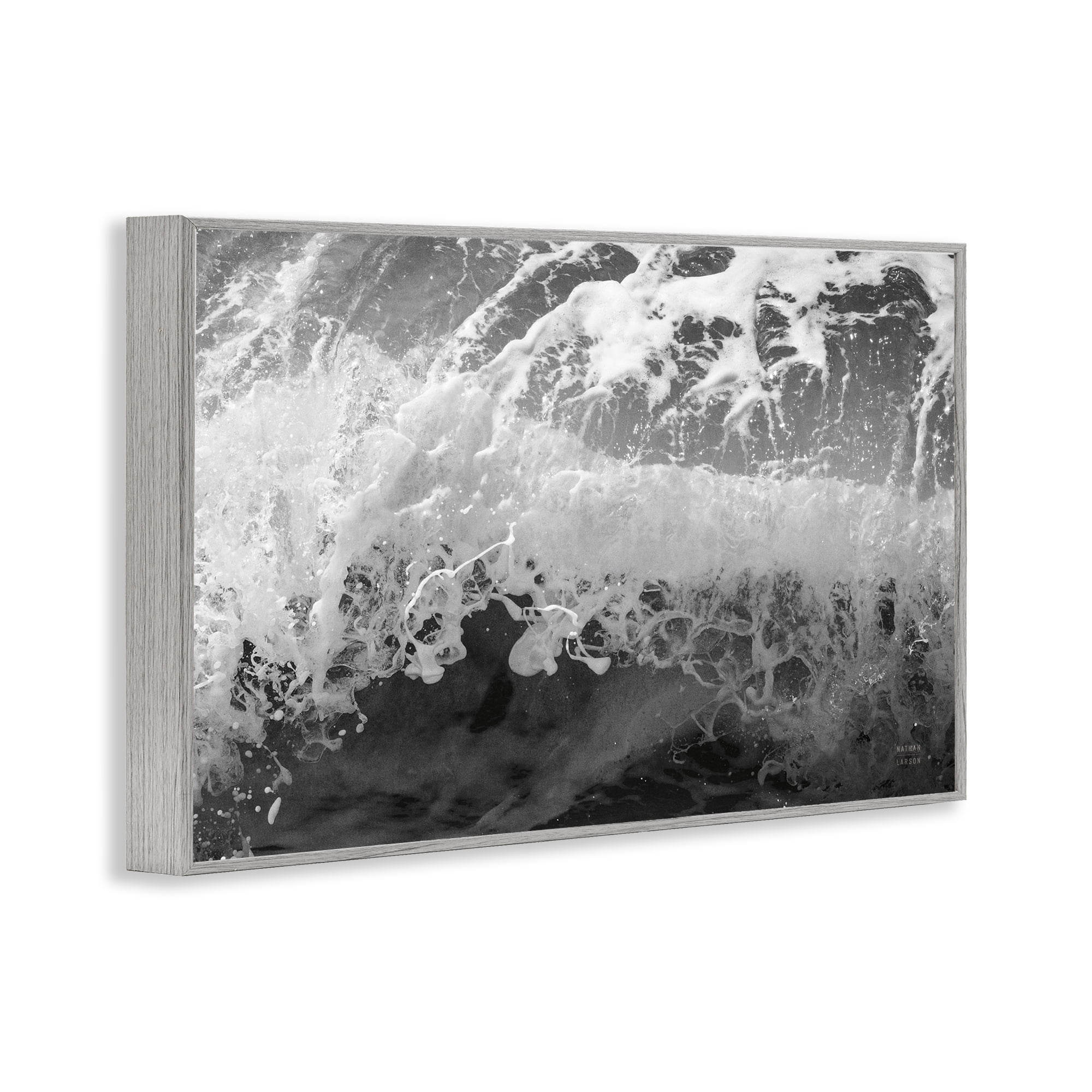 Stupell Industries Pacific Ocean Splash Landscape Photography Gray Framed Art Print Wall Art, 24 x 16