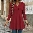 thumbnail image 2 of CHGBMOK Women's Plus Size Sweaters Fall Long Sleeve Ribbed Knit Tunic Tops Lightweight V Neck Pullover Shirts, 2 of 9