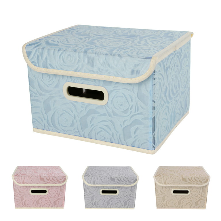 Collapsible Storage Bins with Lids Fabric Decorative Storage Boxes Cubes Organizer  Containers Baskets 3 Pack 