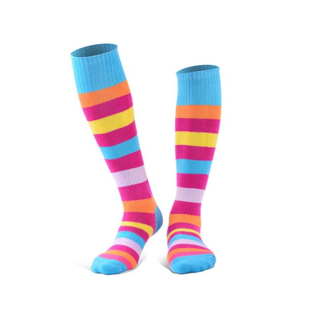 2 Pairs Striped Ski Stockings Thickened Long Skiing Socks Winter Warm Terry-loop Hosiery for Boys Girls Teenages Winter SportsSky blue AS(27-32) He Qiyong unisex