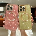 thumbnail image 4 of for iPhone 14 Pro Max 6.7" Magnetic Glitter Case, [Compatible with Magsafe] Cute Luxury Plating Bling Clear Phone Case, Full Camera Lens Protector Anti-Scratch Shockproof Protective Case-Gold, 4 of 14