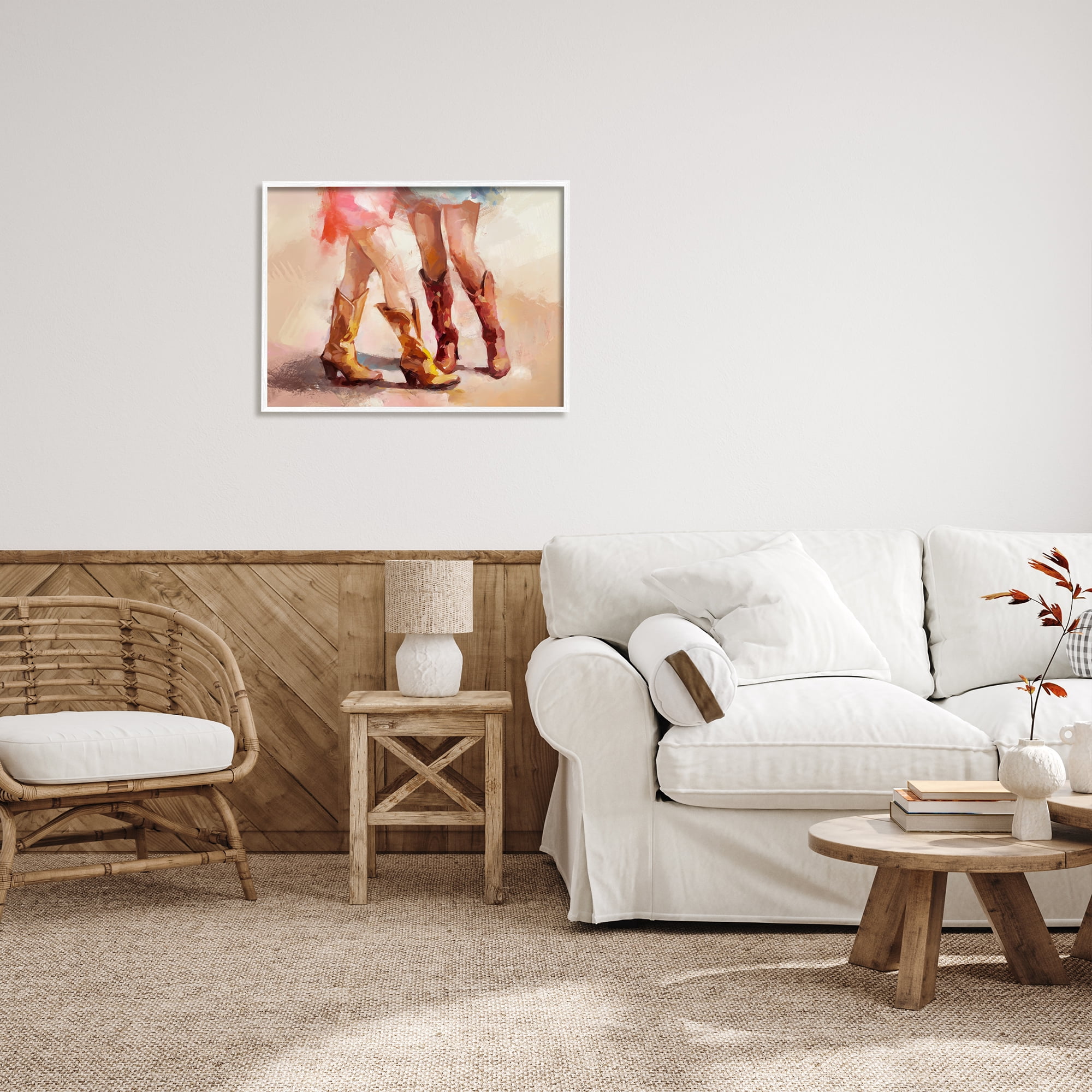 Stupell Industries Southwestern Cowgirls Dancing Abstract Painting White Framed Art Print Wall Art, 30 x 24