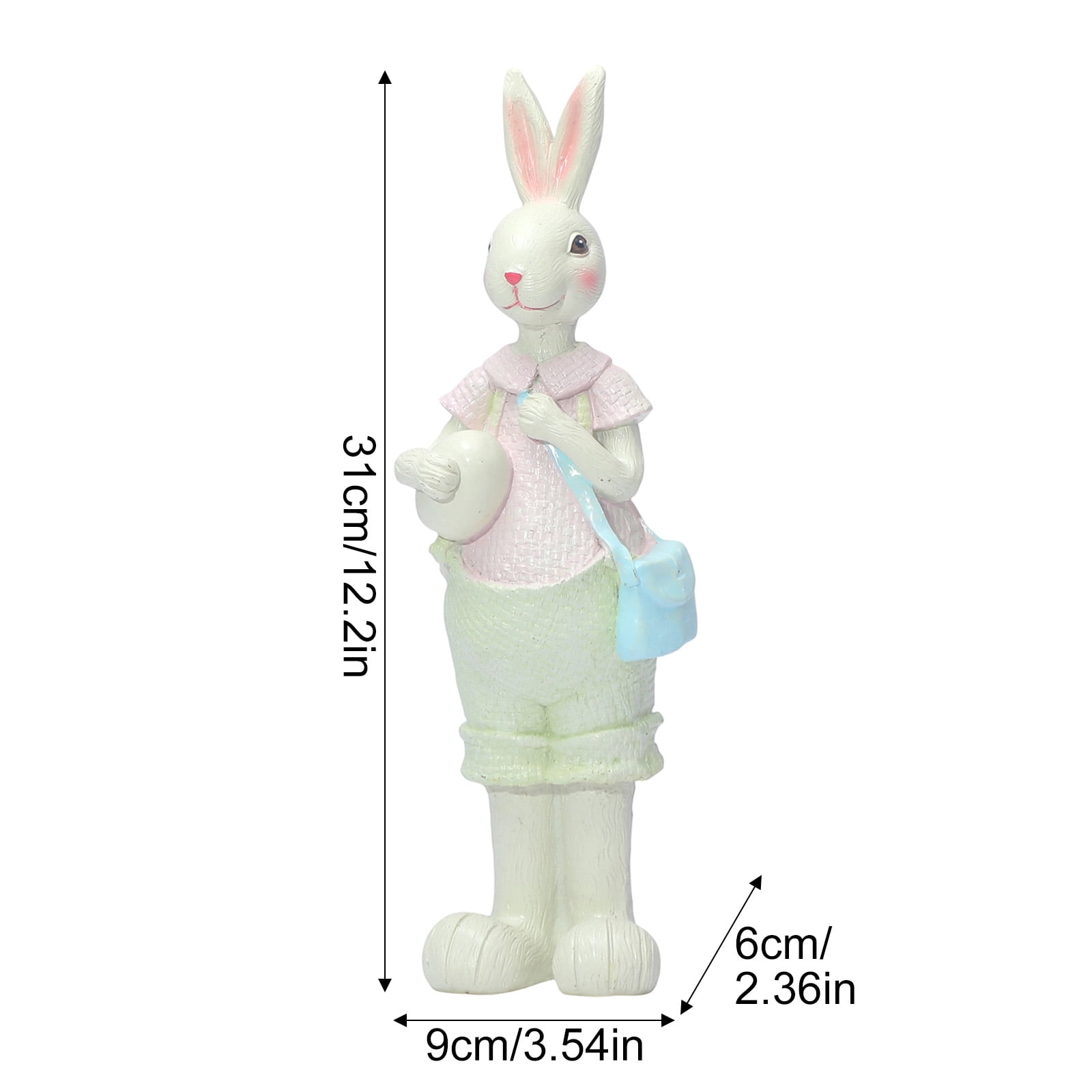 Easter Bunny Cartoon Sculpture, Large Cute Indoor and Outdoor Bunny Statue for Garden Patio, Spring Holiday Home Decor - Cyan Color