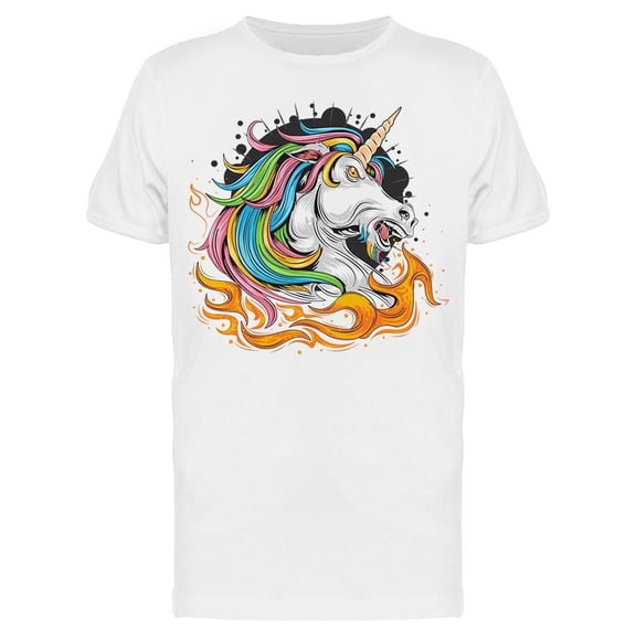 Colorful Unicorn On Fire Tee Men's -Image by Shutterstock