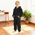 thumbnail image 2 of Paguaki Boys Hooded Jumpsuit Winter Warm Soft Plush One-Pieces Long Sleeve Romper Solid Color With Pockets Toddler Kids Playwear Onesie, 2 of 5
