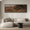 thumbnail image 2 of Large Framed Canvas Print Warm-Toned Landscape with Wildflowers and Foliage Wall Art Decorative Ready to Hang Painting for Living room Bedroom - 60"x20" Black Frame, 2 of 9