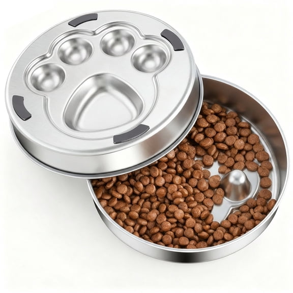 Slow Feeder Dog Bowls Large Breed, Food Grade 304 Stainless Steel Dog Bowls with Non-Slip Base, Maze Pet Dish to Slow Down Eating, Metal Slow Feeder Dog Bowl