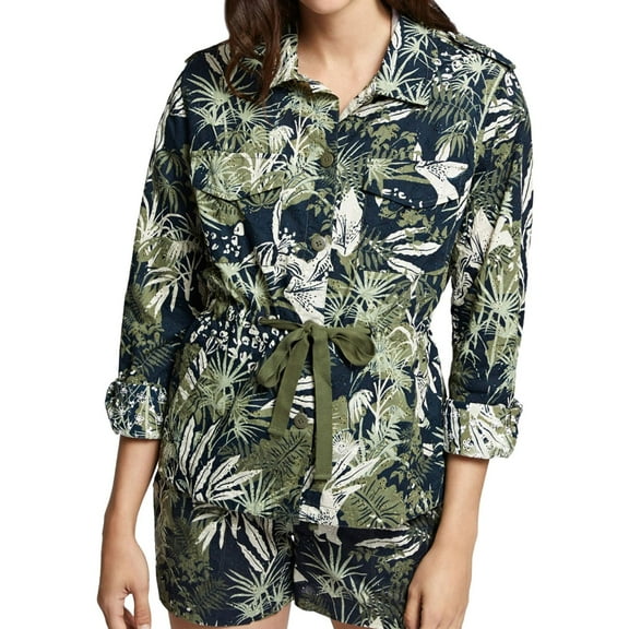 Sanctuary Clothing Womens Island Fever Button Up Shirt, Green, Medium