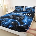 thumbnail image 3 of jejeloiu Gamepad Gaming Gamer Full Size Sheets,Modern Video Game Bed Sheets,Blue Black Sheet Sets For Boys,Breathable Home Decor,4-Piece, 3 of 7