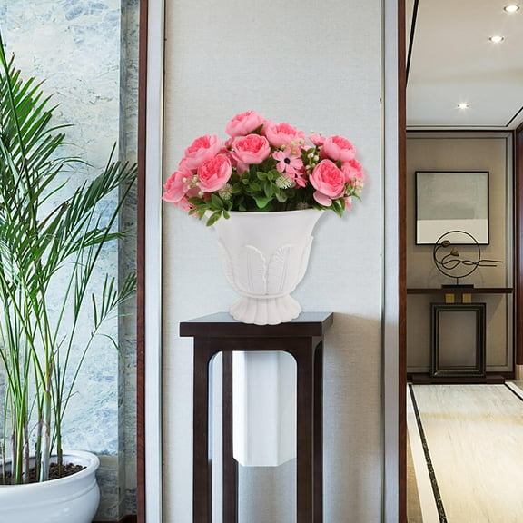 Masteelf Classic Urn Planter Antique Pedestal Flower Pot Roman Column Planter Table Decor Wedding Centerpiece Pedestal Plastic Planter for Garden Front Porch Door