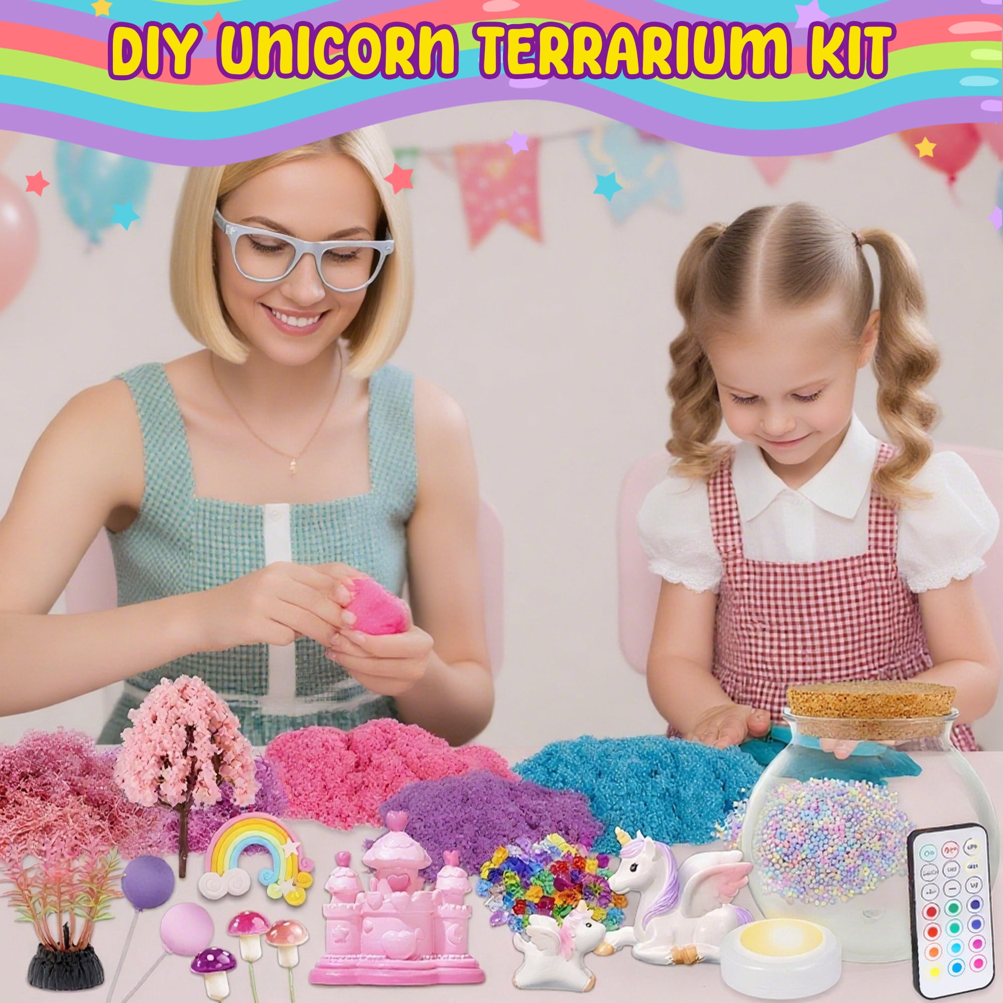 JUGAAD LIFE Unicorn Terrarium Crafts Kit for Girls Unicorn Night Light Gifts for 3 4 5 6 7 8 Years Old Girls DIY Arts & Crafts Kit Toys for Girls 8-11 Years Birthday Gifts