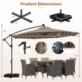thumbnail image 2 of Costway 10 FT Solar Offset Hanging Umbrella Patio Cantilever Umbrella with 32 LED Lights Brown, 2 of 10
