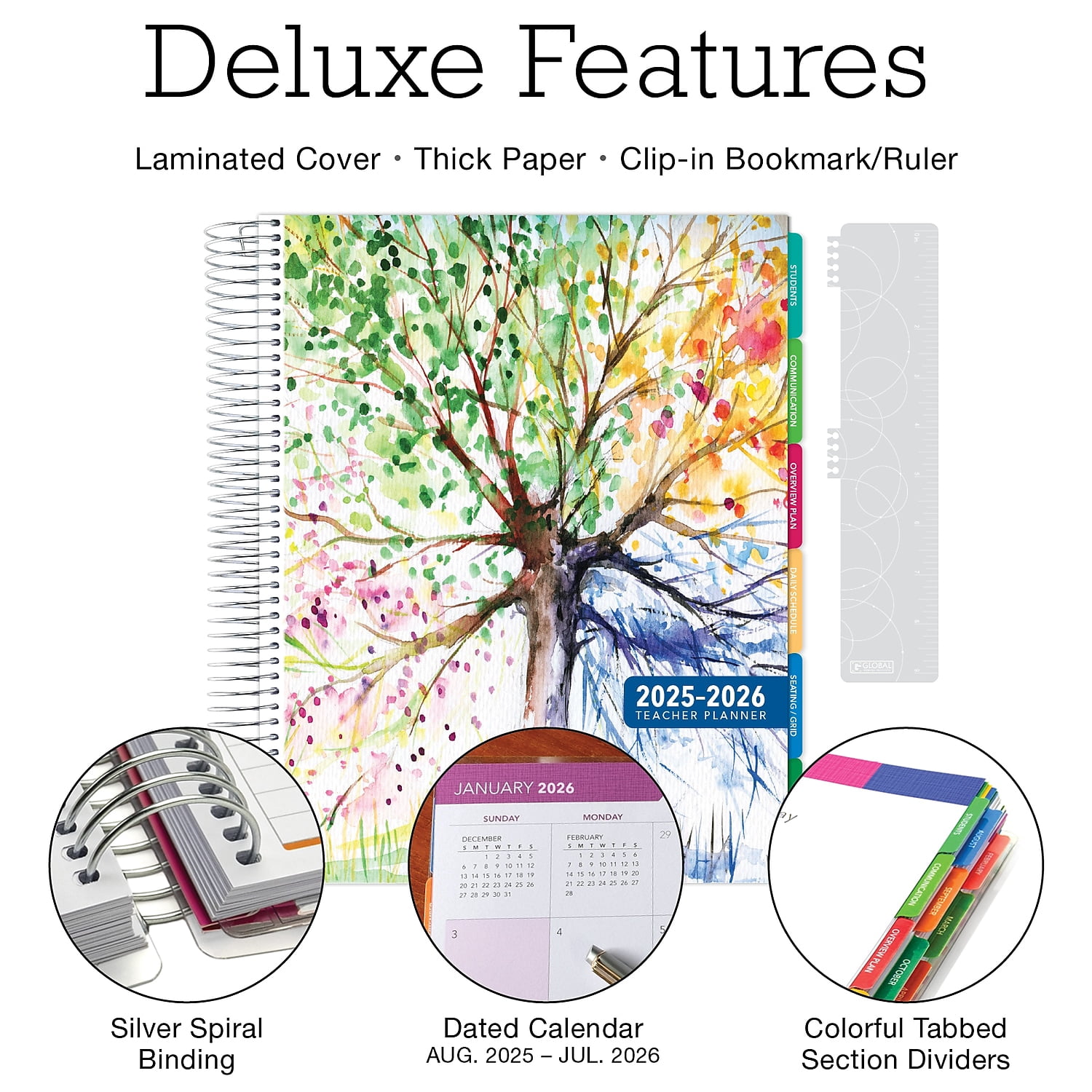 2025-2026 Global Printed Products Deluxe Tree Seasons 8.5" x 11" Academic Weekly & Monthly Planner