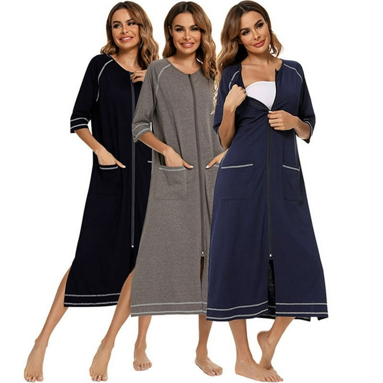 Women's Sleepwear Snap-Front Duster/Casual Nights/Short Sleeve  Duster/Housecoat/House Dress Long Nightgown S-XXL