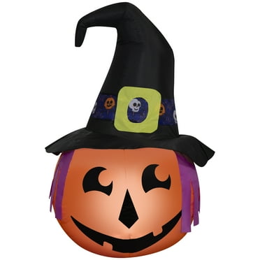 Witchy Jack-o'-Lantern Airblown Yard Inflatable, Multicolor, 3.5', Halloween by Way To Celebrate