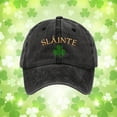 thumbnail image 2 of BRICH St. Patrick’s Day Shamrock Baseball Cap Distressed Embroidered Hat Irish Casual Cap for Everyday Wear 07-Black One Size, 2 of 3