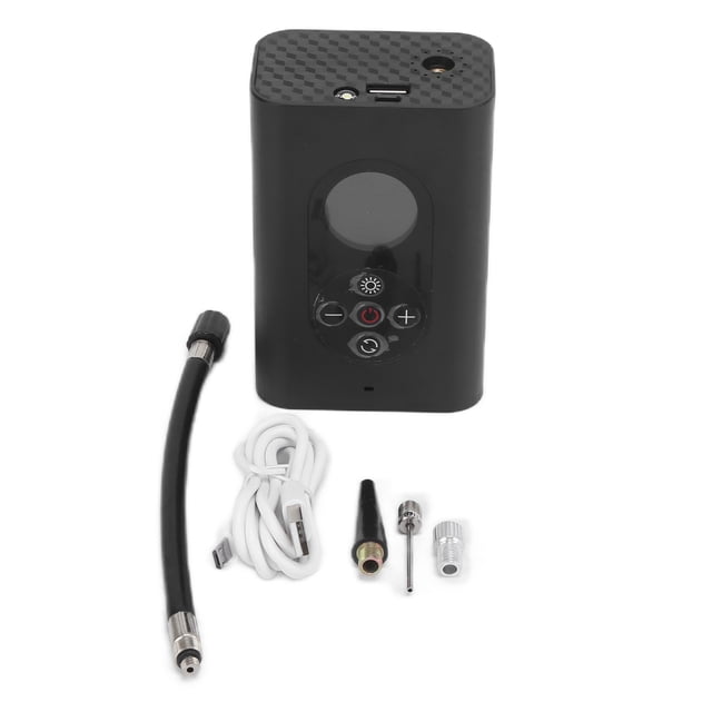 Bomba de aire eléctrica portátil, inalámbrica, recargable por USB, inflador inteligente de alta presión con pantalla LCD y luz LED