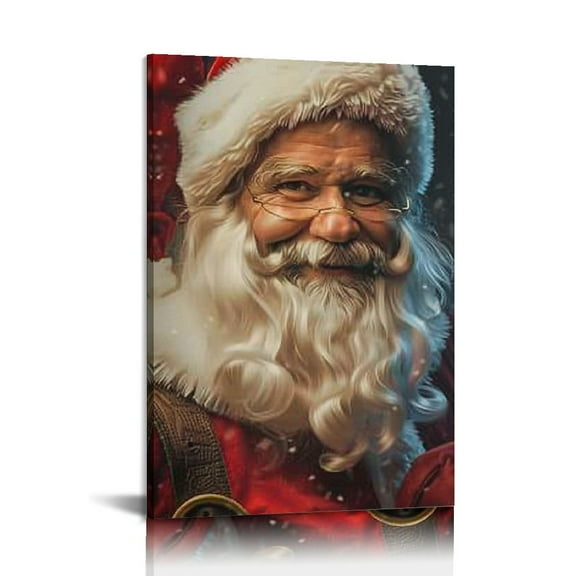 Shadudu Vintage Santa Claus Christmas Decorations Indoor Cool Painting Canvas Wall Art Santa Picture Modern Xmas Print for Living Room New Year Gifts 24x36in