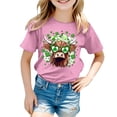 thumbnail image 4 of Chemises pour Fillettes, T-Shirt à Manches Courtes, Col Rond, Coupe Décontractée, Basique, Rose 3 Ans-4 Ans, 4 of 4