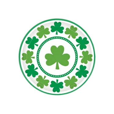 Amscan Lucky Shamrocks - Plate - 8 pcs - Size 9.02 in - round - disposable (pack of 12)