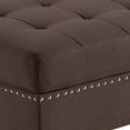 thumbnail image 4 of Pali 32 Inch Modern Square Ottoman Foam Tufted Seat Brown Linen Fabric, 4 of 5