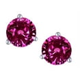 thumbnail image 2 of Star K� Round 6mm Simulated Pink Tourmaline Three 3 prong Martini push back Stud earrings, 2 of 9