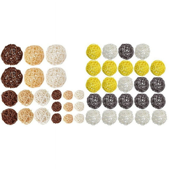 1 Set Mixed 3 Colors Rattan Balls Vase Fillers & 1 Set Rattan Ball,Decorative Balls Orbs Vase Bowl Fillers