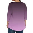 thumbnail image 4 of Viluyesy Big Size Round Neck T-Shirt for Womens 3/4 Sleeves Shirt Tops Loose Blouse Purple Size 4XL, 4 of 6
