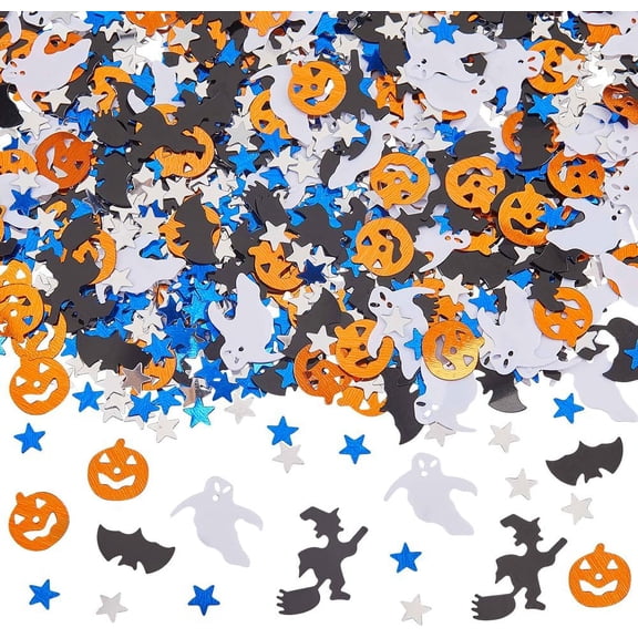 800~1200Pcs Confetti Glitter Bat Table Confetti Bulk Themed Plastic Pumpkin Colorful Star Table Paper Scatter Sprinkle for Party Favors Table Decorations DIY