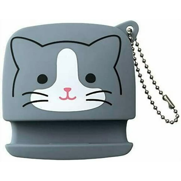 PuniLabo Grey Cat Soft Silicone Smart Phone Stand with Accessory Pouch
