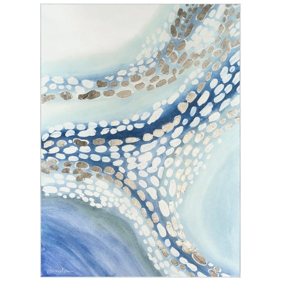Teeming II Washable Abstract Blue Art Area Rug size 8'x10', Power-loomed, Heavenly Softness with Non-Slipping Backing