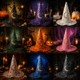 thumbnail image 3 of Textilo Women's High Witch Hat for Halloween Party Wizard Hat Cosplay Accessories for Halloween Adult Witch Hat,Accessories for Halloween Party Christmas Masquerade Carnivals, 3 of 4