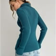 thumbnail image 5 of Ribbed Turtleneck Tops for Women Long Sleeve Stretch Thermal, Lightweight Base Layer Undershirt Turquoise ONE SIZE, 5 of 5