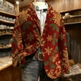thumbnail image 3 of Xdegoge Christmas Blazer Men Sport Coat Plus Size Corduroy Blazers Jackets Holiday Party Suit Xmas Snowflake Santa Coats Print Button Down Lapel Jacket with Pockets, 3 of 8