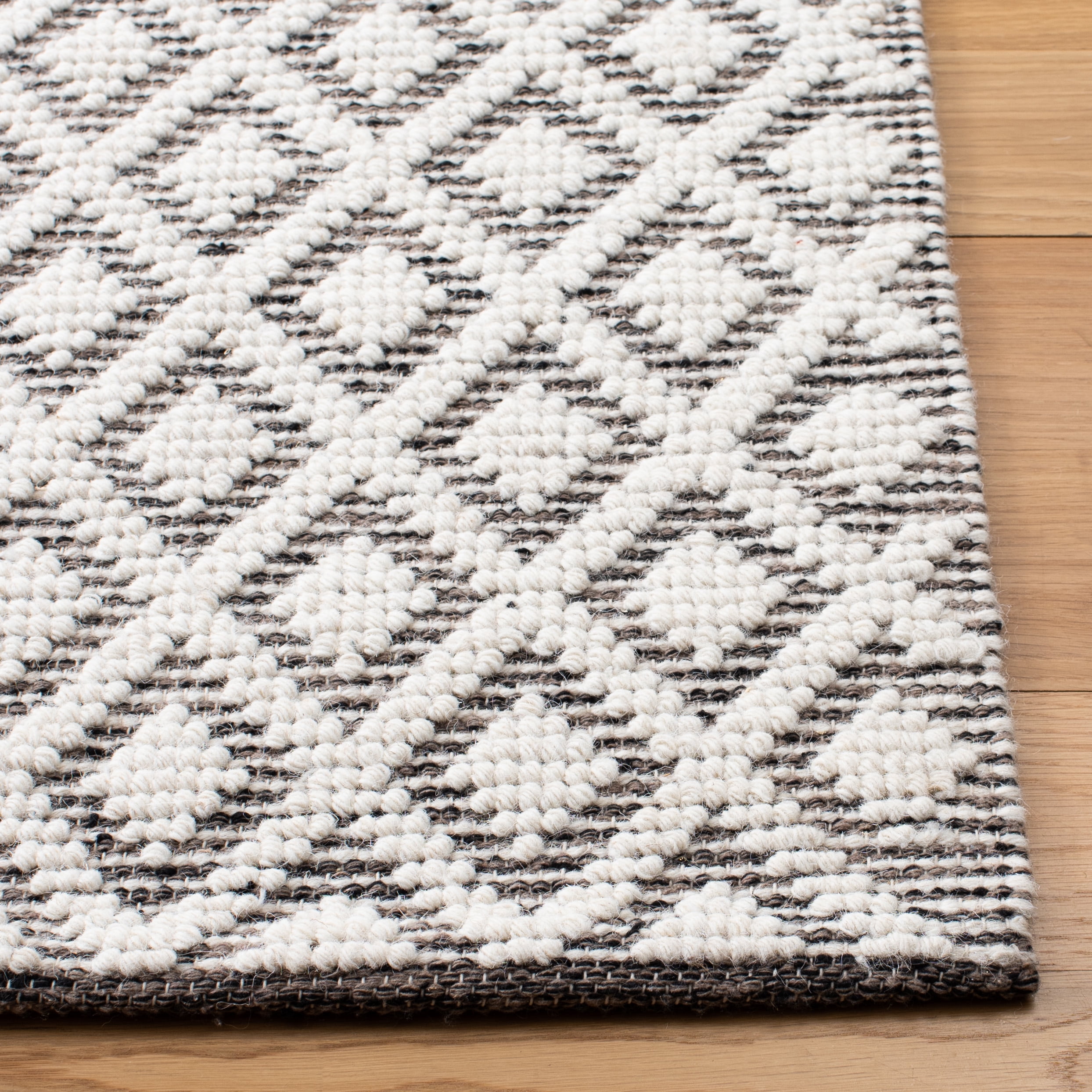 SAFAVIEH Vermont Thurstan Geometric Wool Area Rug, 5' x 8', Ivory/Brown