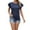 Dark Blue, variant on T Shirts for Women Ruffle Pleated Short Sleeve Crew Neck Solid Color Slim Tee Tops Trendy Casual Blouses